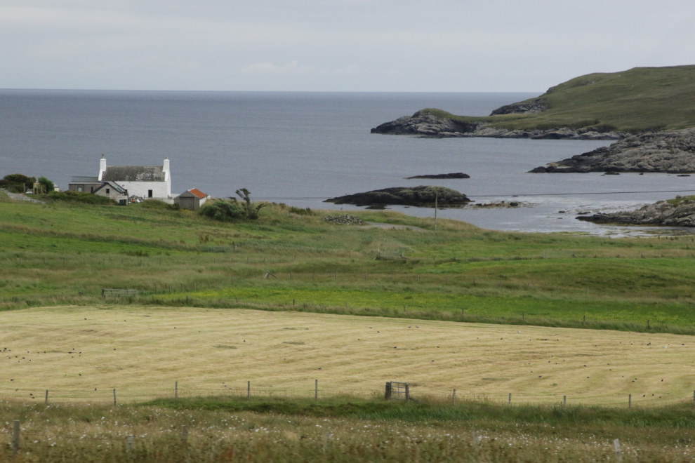 A coastal scene on a road trip in southern Shetland.