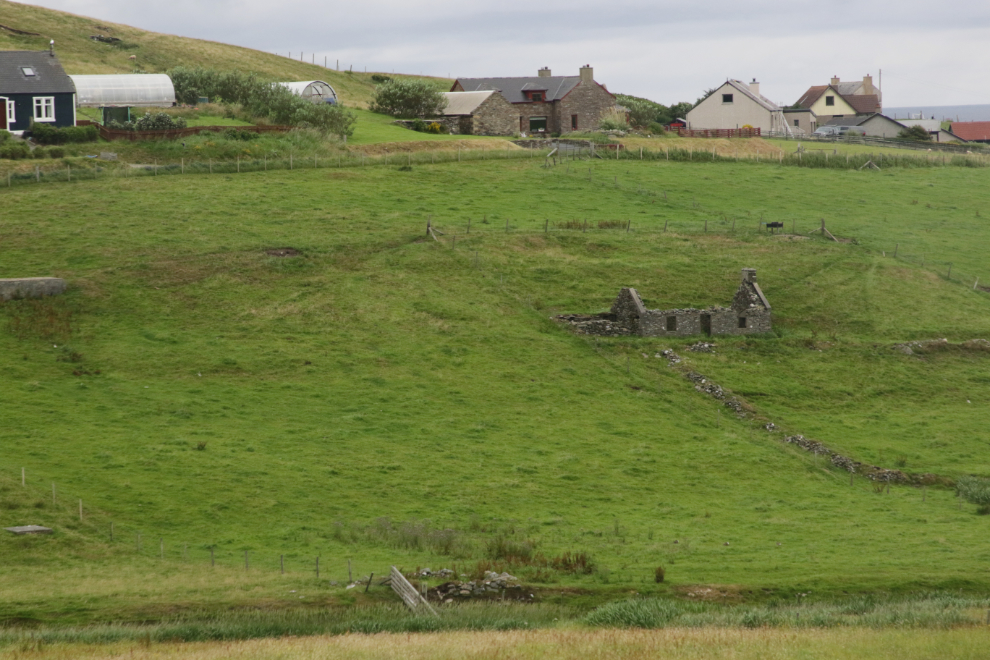 Ruins of a stone building seen on a road trip in southern Shetland.