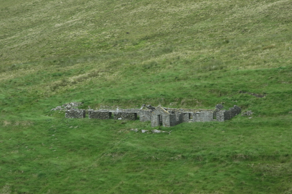 Ruins of a large stone home in Shetland.