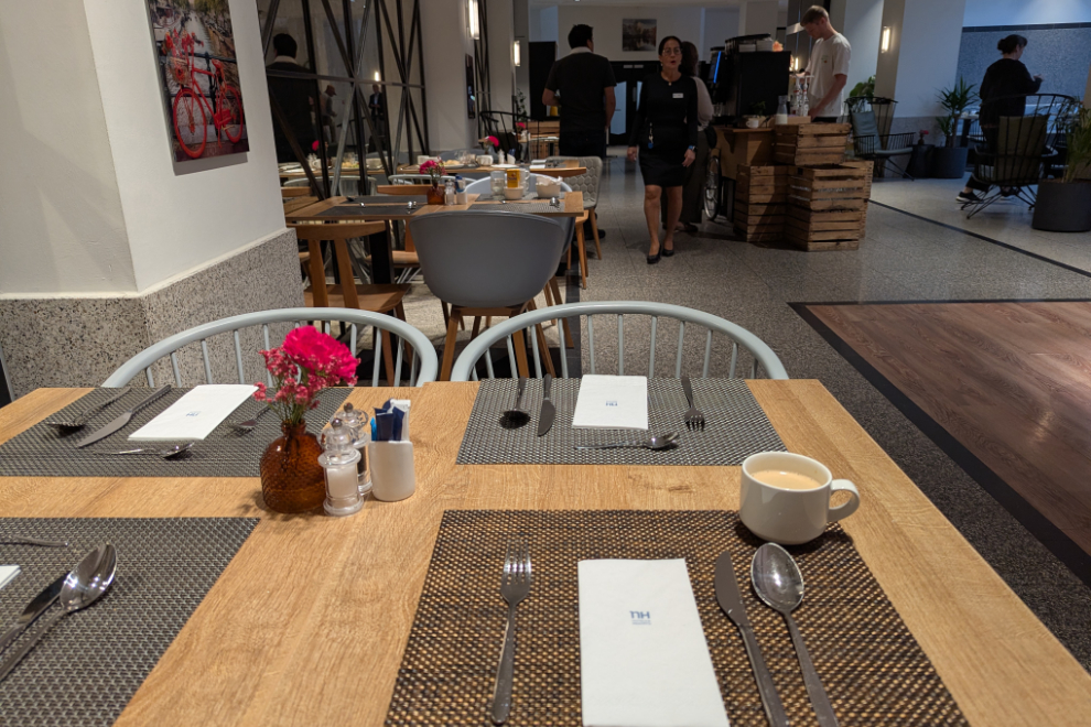 The restaurant in the NH Hotel City Centre in Amsterdam.