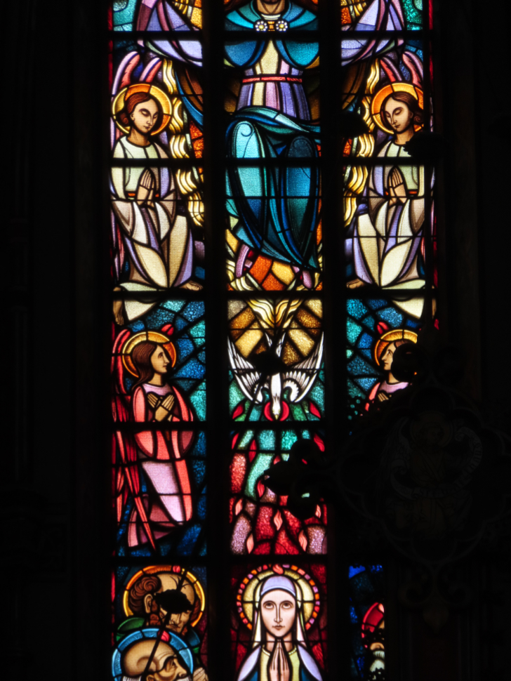 Stained glass in a church at Gouda, South Holland, the Netherlands.