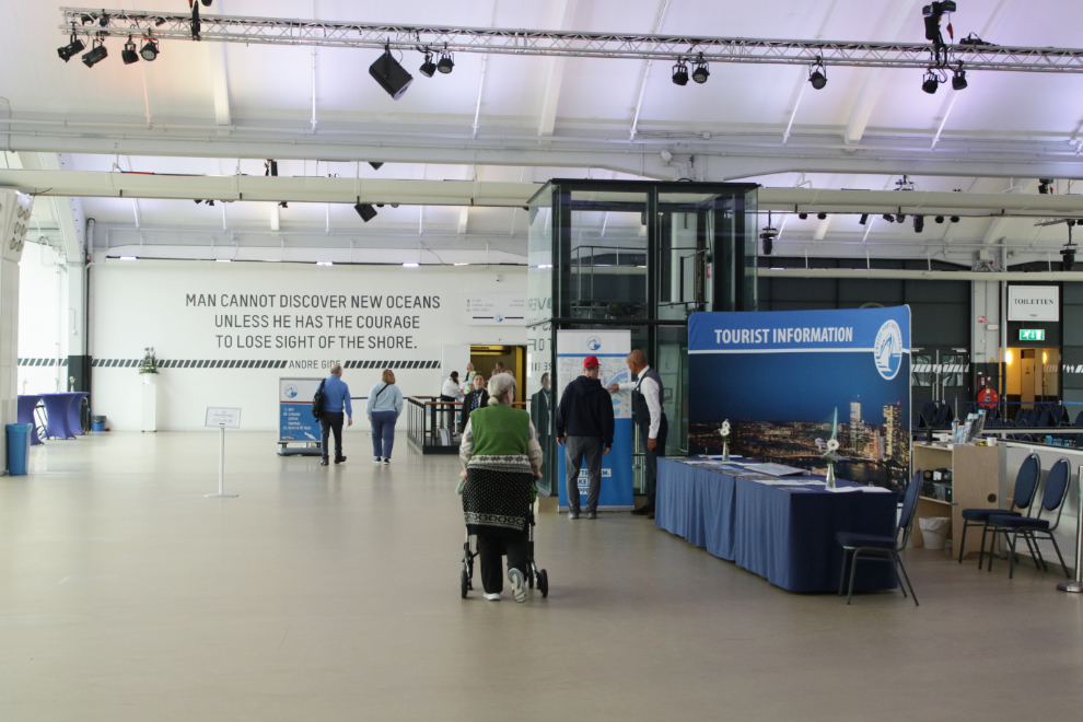 Inside the Rotterdam Cruise Terminal.