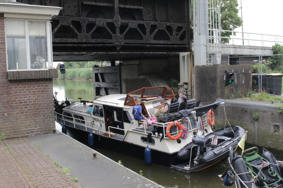 Going through the lock at the Museumhaven at Gouda, South Holland, the Netherlands. 