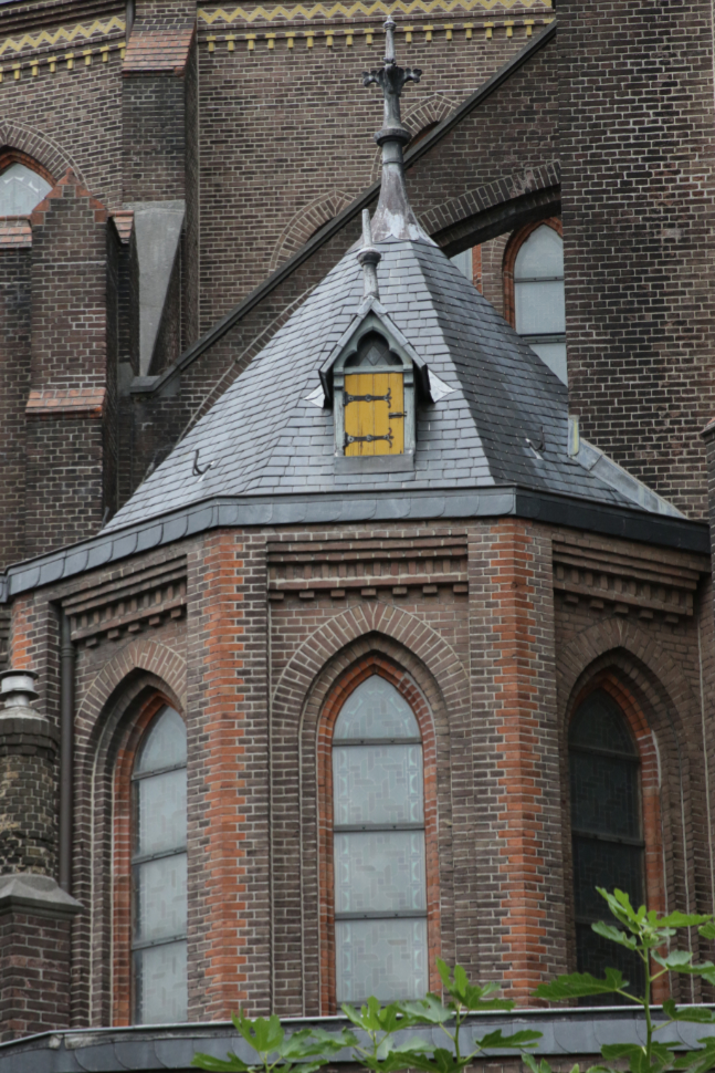 Exterior detail of a church at Gouda, South Holland, the Netherlands.