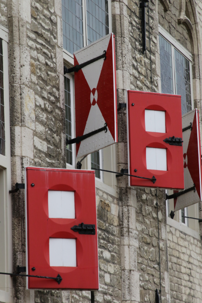 Shutters on the city hall at Gouda, the Netherlands.