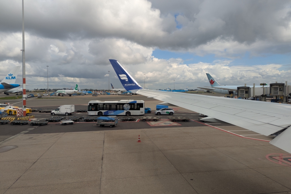 Taxiing in an Icelandair Boeing 767 at Amsterdam Airport Schiphol (AMS).