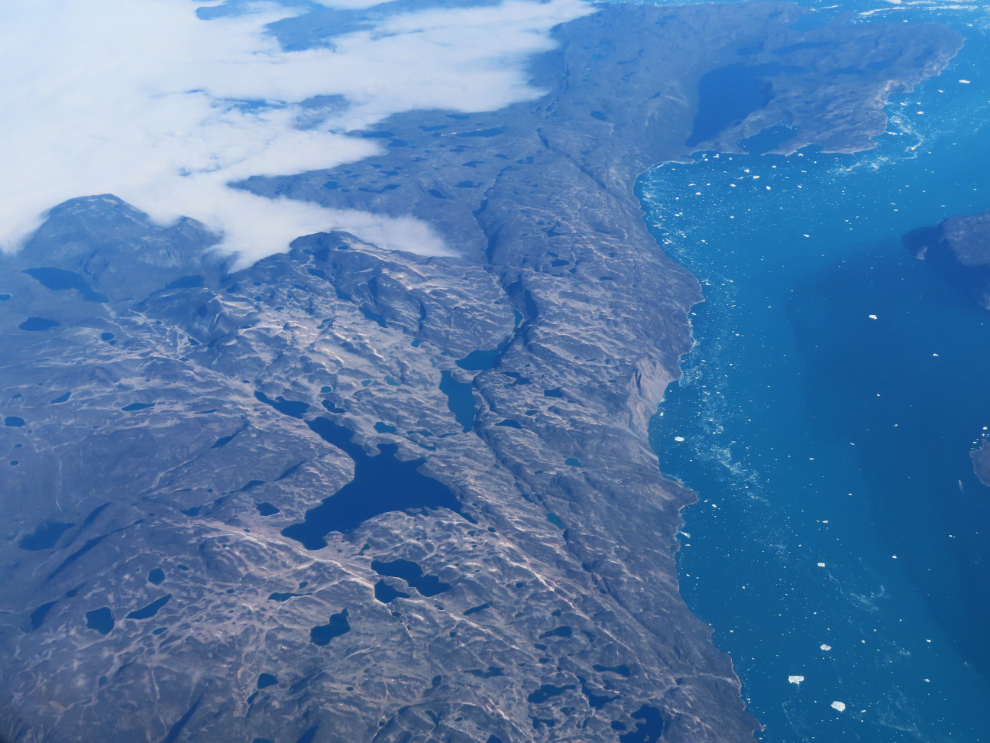 Disko Island, Greenland, from 36,000 feet.