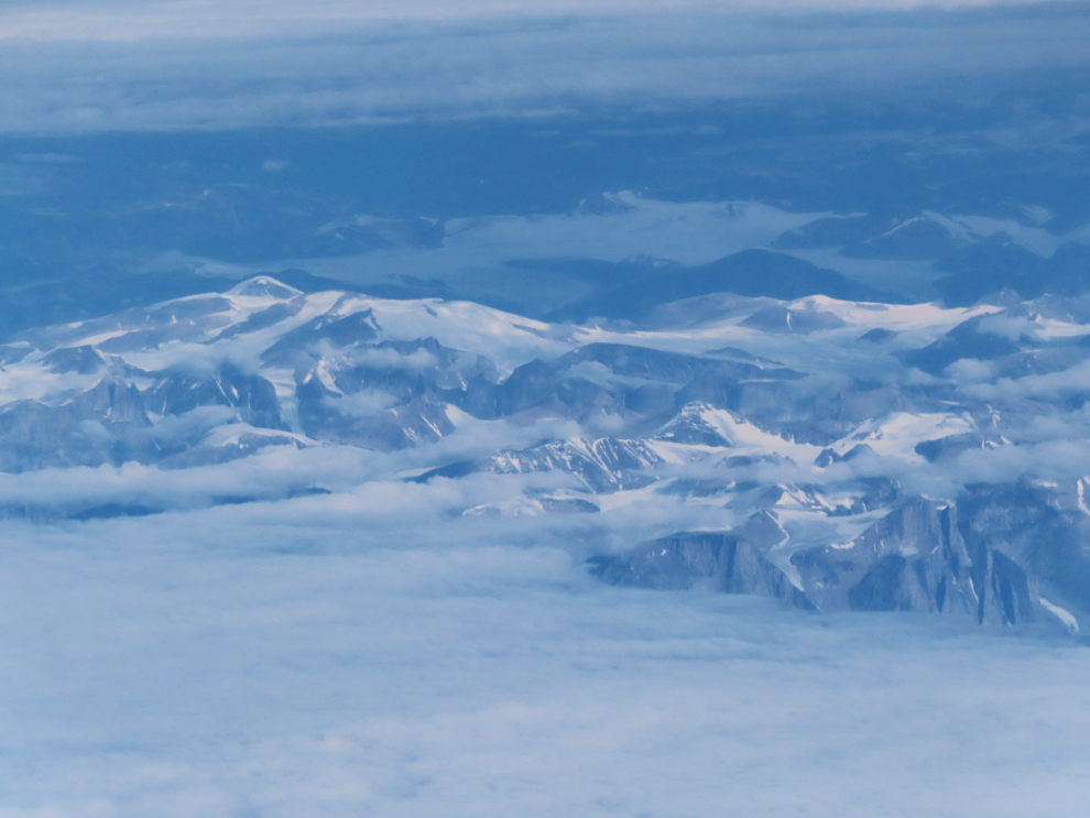 Peaks north of Davis Strait in the Canadian Arctic, from 36,000 feet.