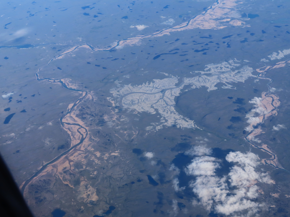 Rivers northwest of Baker Lake, Nunavut, from 36,000 feet.