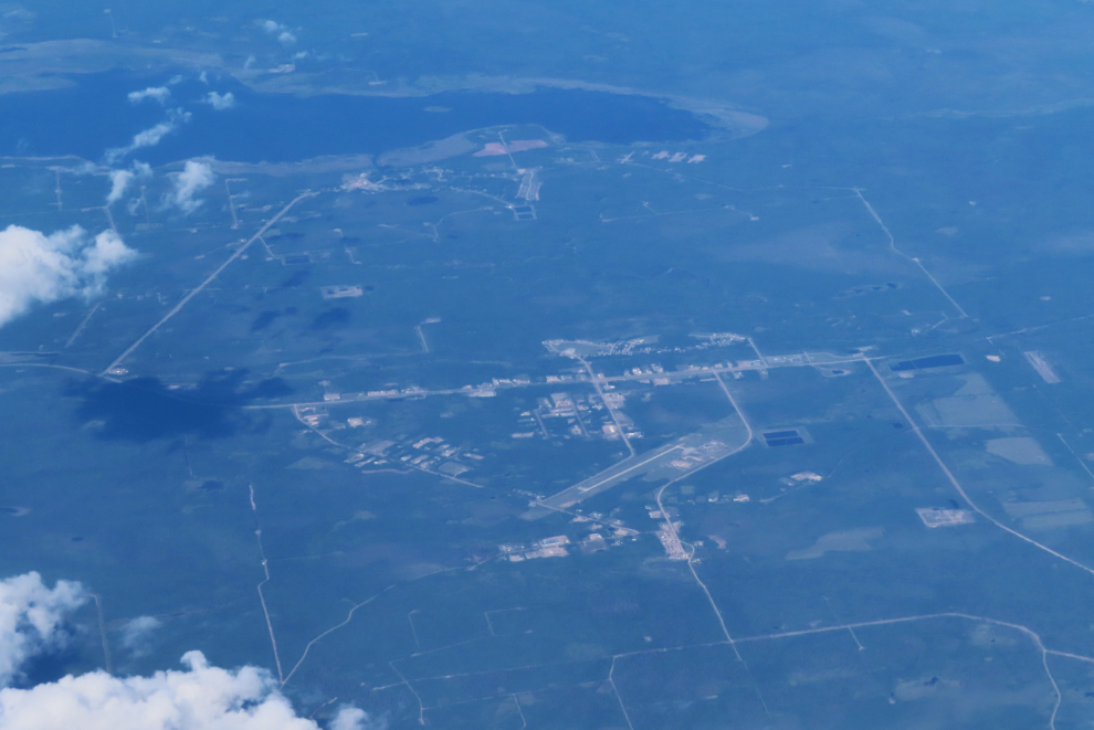 A small community in northern Alberta, from 36,000 feet.