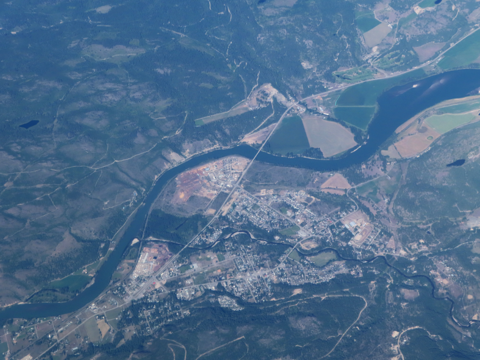 The community of Barriere, BC, on the North Thompson River, from 36,000 feet.