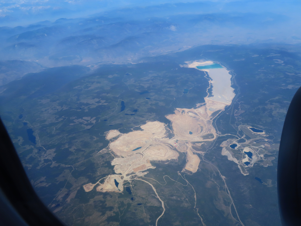 The Highland Valley Copper Mine, the largest open-pit copper mine in Canada, from 36,000 feet.