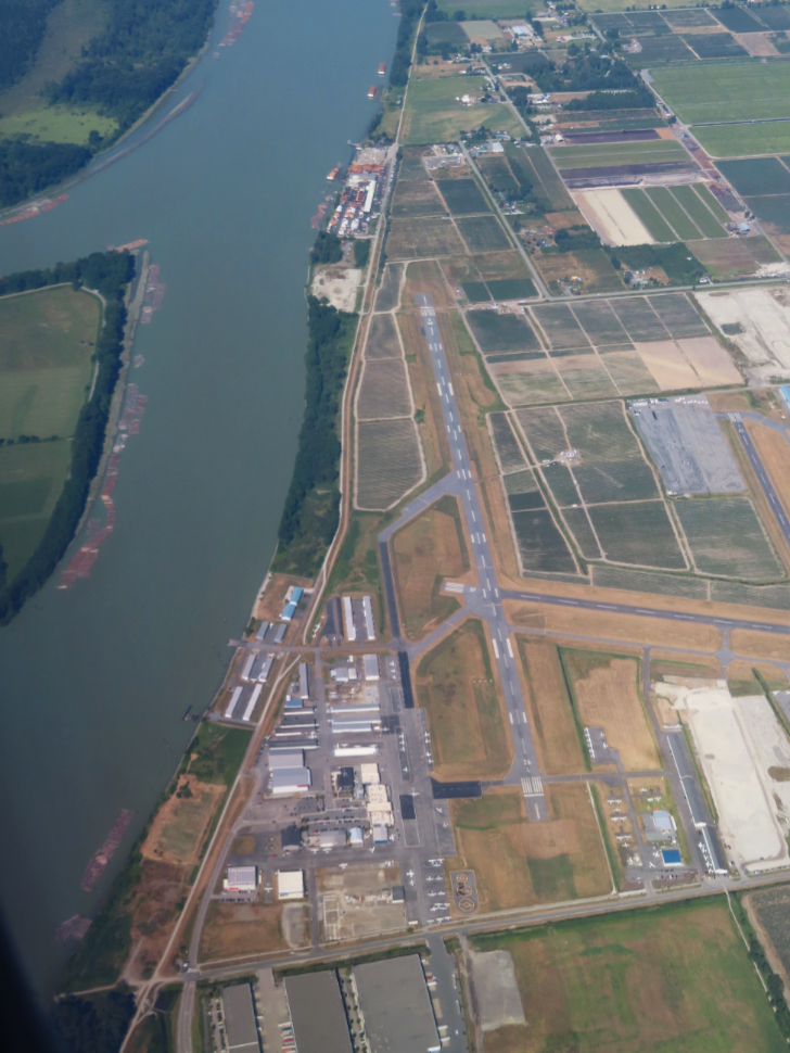 An aerial view of Pitt Meadows Airport, BC.