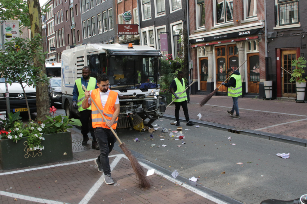A street-cleaning crew in Amsterdam.