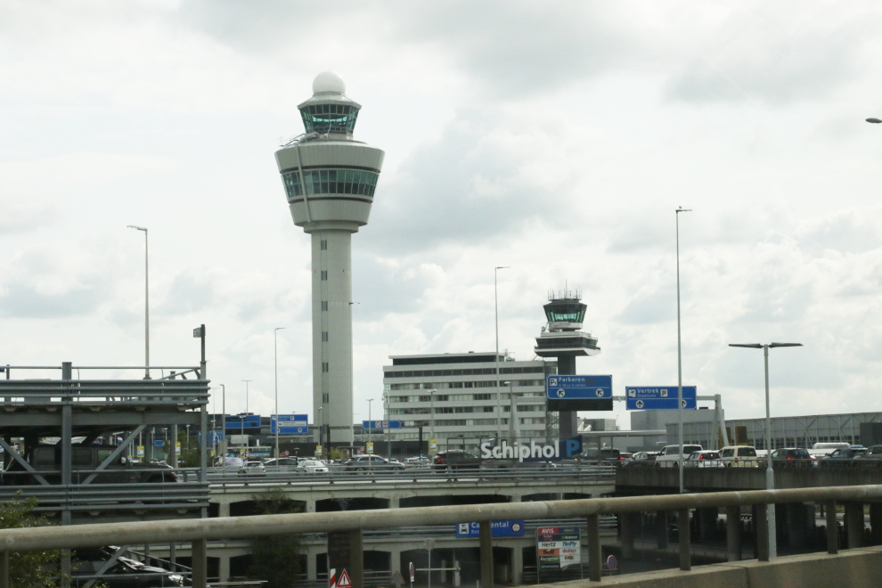Control towers at Amsterdam Airport Schiphol (AMS).