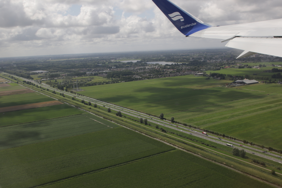 Taxiing off from Amsterdam Airport Schiphol (AMS) in an Icelandair Boeing 767.