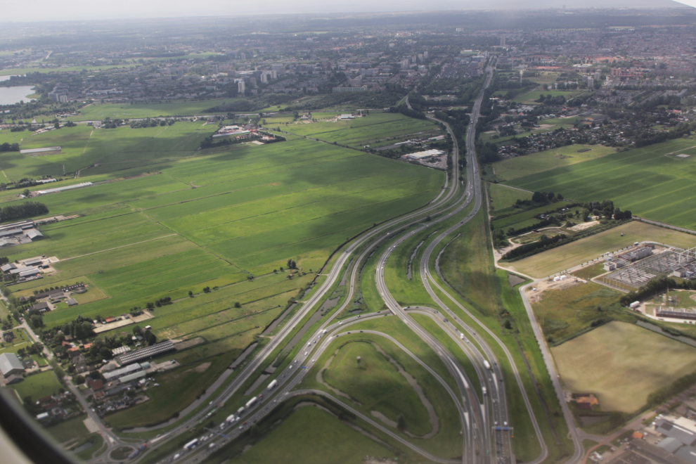 Taxiing off from Amsterdam Airport Schiphol (AMS) in an Icelandair Boeing 767.