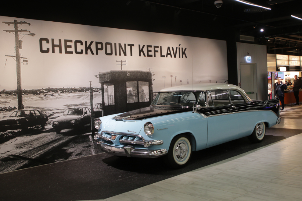 A nicely restored 1956 Dodge Royal Lancer in a display at Reykjavík–Keflavík Airport (KEF).