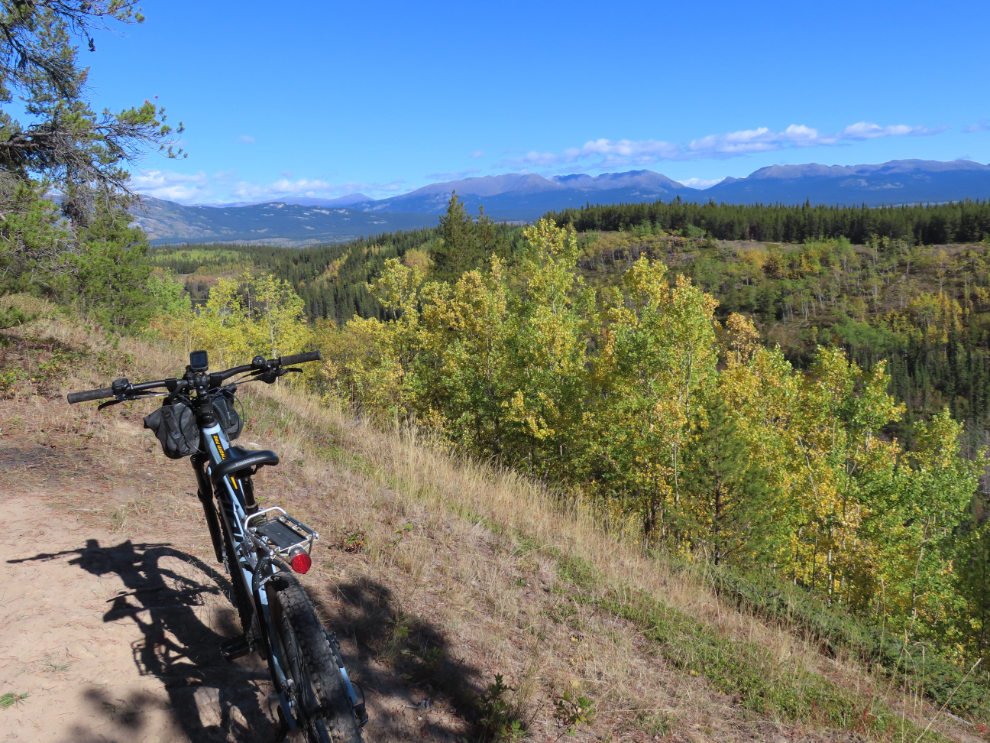 A great view on an e-bike ride on the Canol road at Whitehorse, Yukon. 