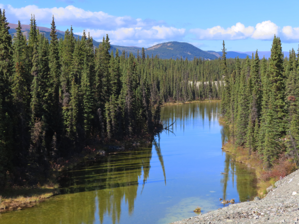 A small narrow lake in the Copper Belt at Whitehorse, Yukon. 