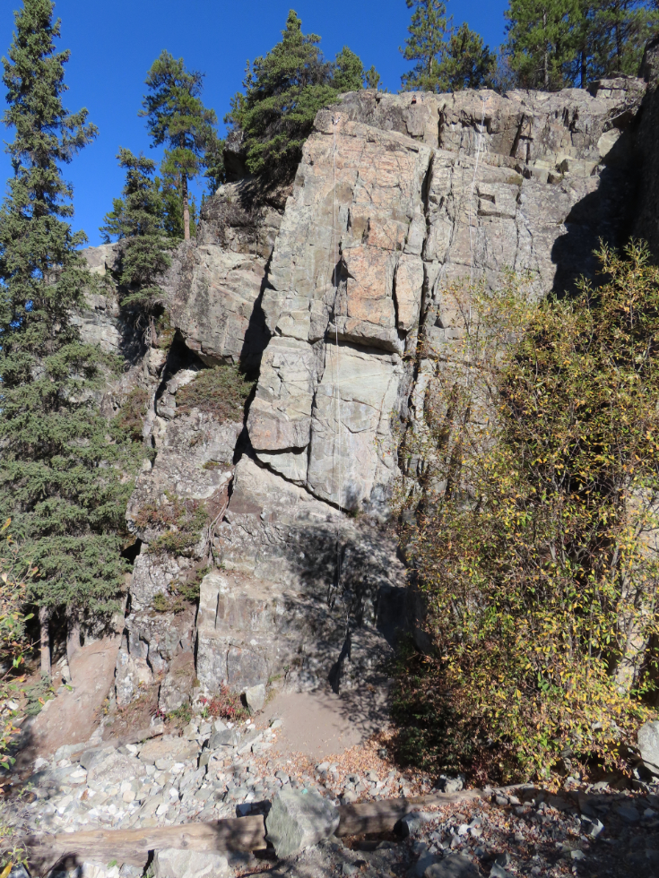 A rock-climbing spot along the Copper Haul Road at Whitehorse, Yukon. 