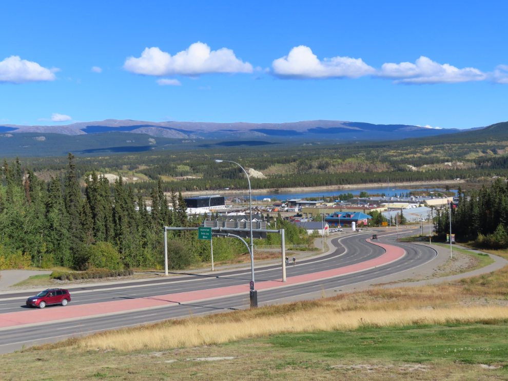 Looking down down Two Mile Hill at Whitehorse, Yukon. 