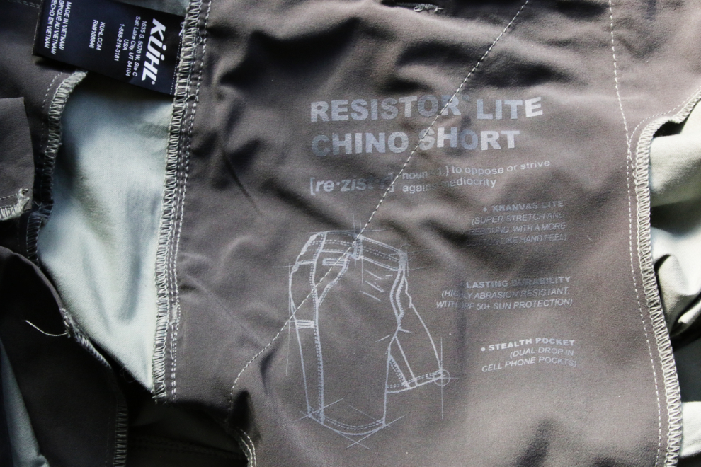 A look inside a pair of KUHL Resistor Lite Chino shorts.