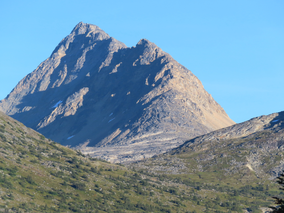 A dramatic, powerful granite peak in the White Pass, north of Skagway, Alaska.