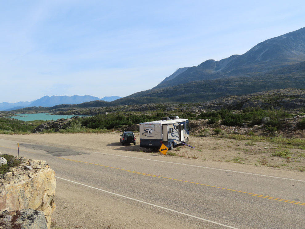 Our motorhome parked for a few days in the White Pass, north of Skagway, Alaska.