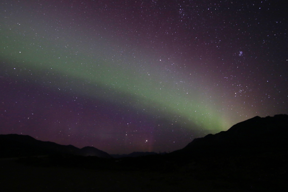 A sky full of Northern Lights in the White Pass, north of Skagway, Alaska.
