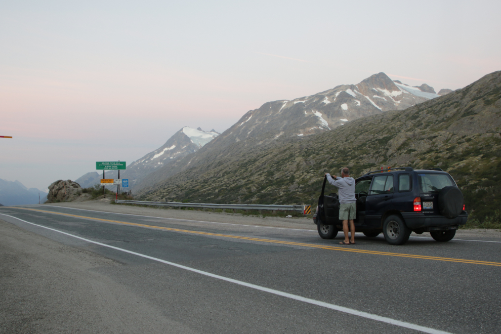 At the Canada-USA border, looking at Alaska from the safe side of that line.