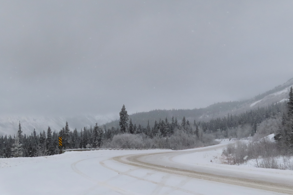 Looking south on the South Klondike Highway from the Bove Island viewpoint.