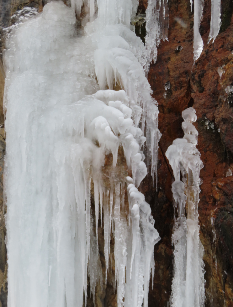A frozen waterfall along the Yukon's South Klondike Highway.