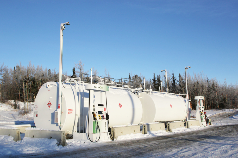 The Petro1 fuel pumps on the Alaska Highway at Jake's Corner, Yukon.