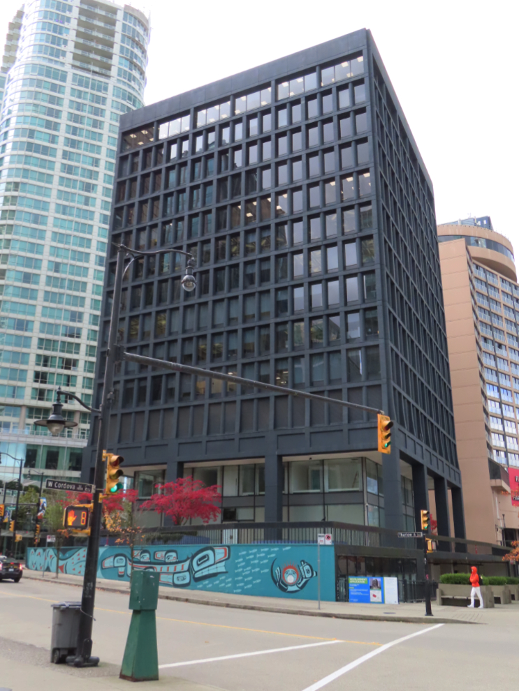 An office tower being redeveloped as a hotel in Vancouver, BC.