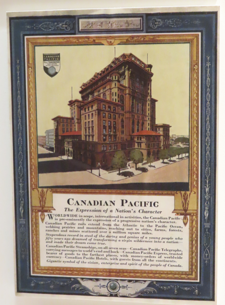 A poster from the original Hotel Vancouver.