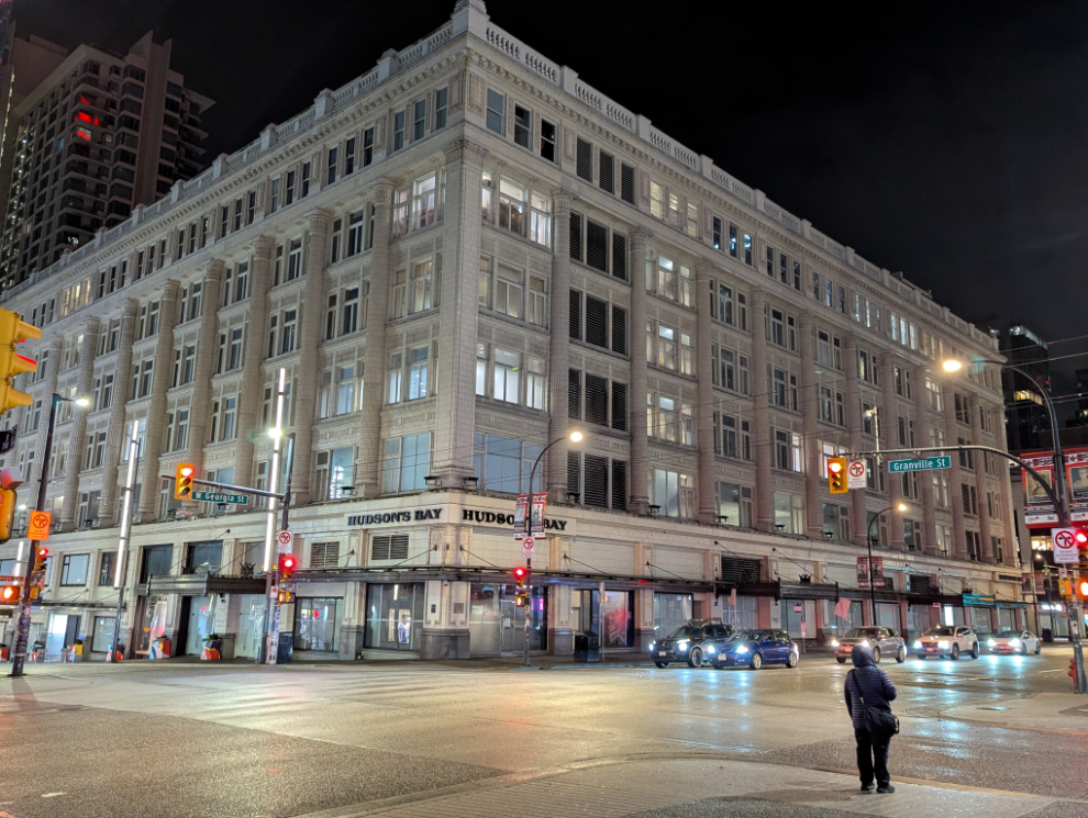 The former Hudson's Bay Company building in downtown Vancouver, BC.