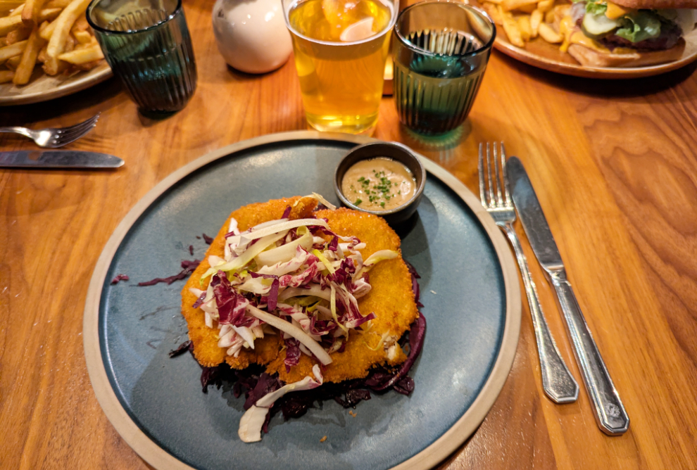 Chicken Schnitzel at the Notch 8 Restaurant in the Marriott Hotel Vancouver.