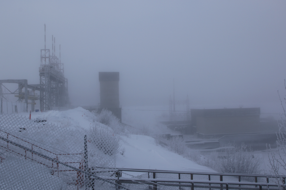 The power dam at Whitehorse, Yukon, with the temperature at 41 degrees below zero.