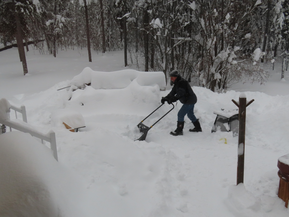 Trying to deal with deep snow on my deck.