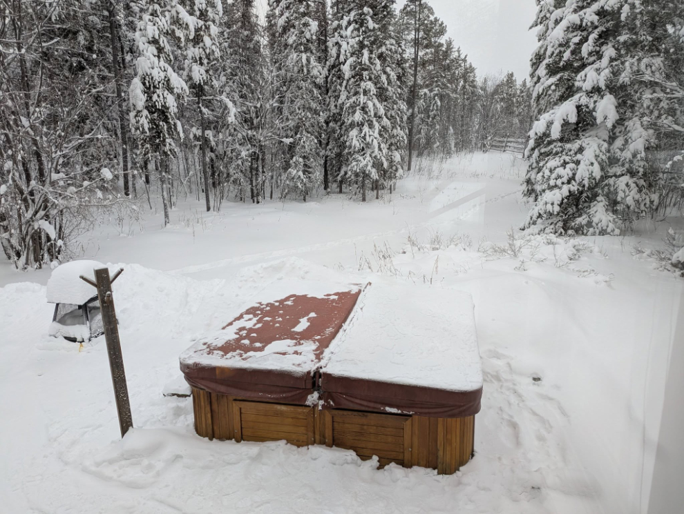 The hot tub area in our back yard at about -30C.