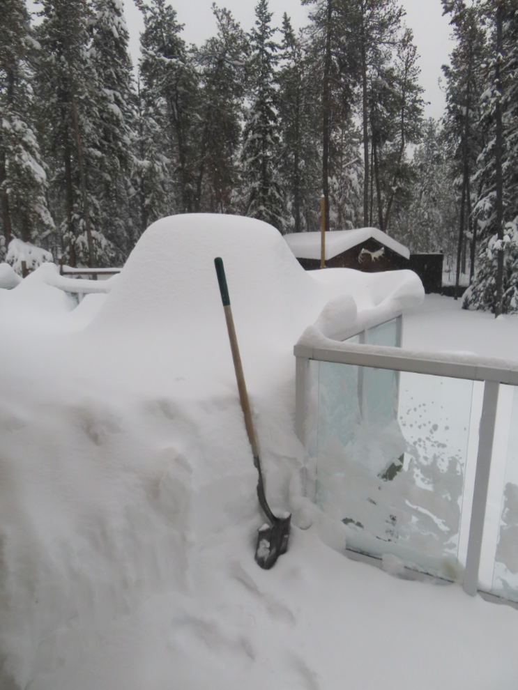 Very deep snow on my deck - 34 inches.