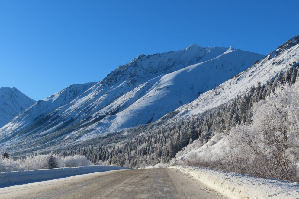 Dropping down to Tutshi Lake on the South Klondike Highway.