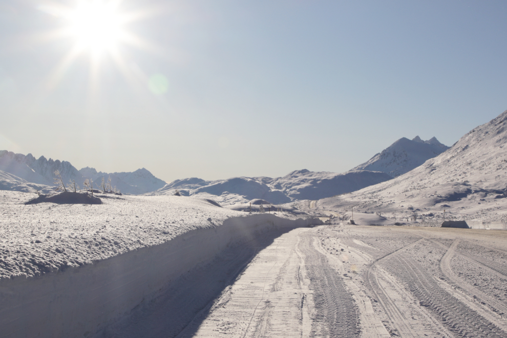 The pullout at Summit Creek on the South Klondike Highway in January.