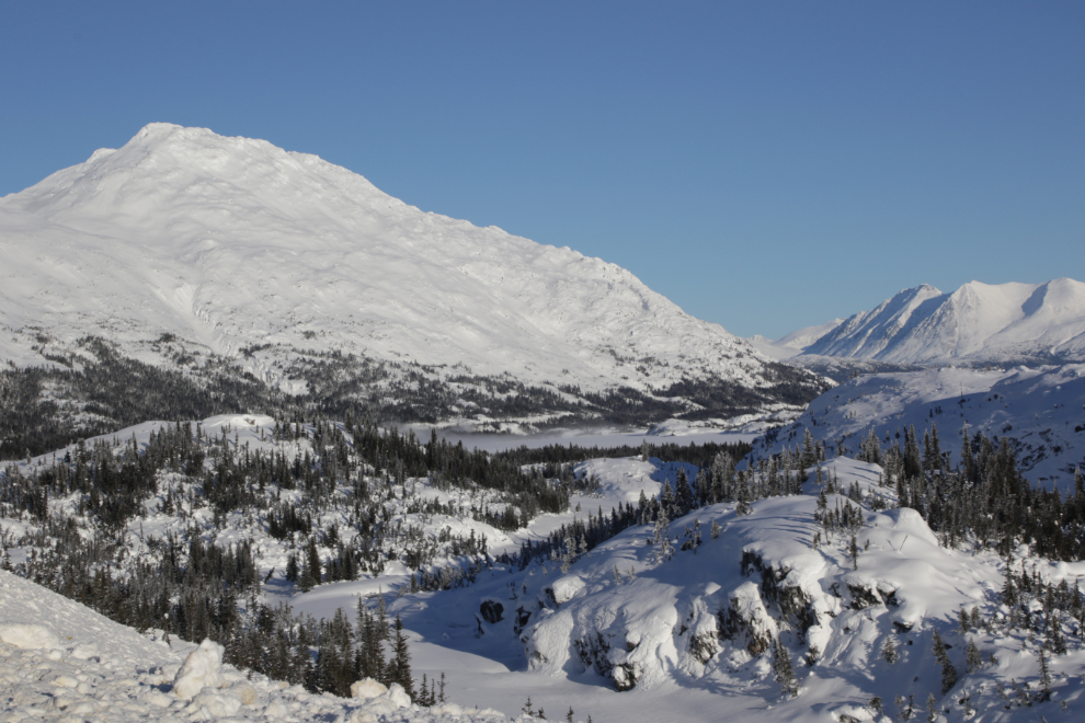 The view over MacDonald Creek on the South Klondike Highway.