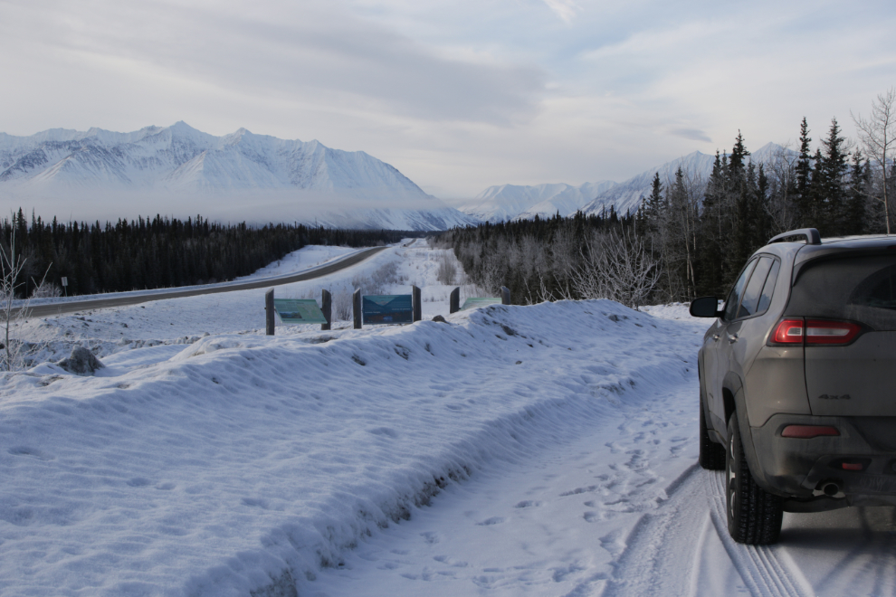 The Kluane Range Rest Area at Km 1566 of the Alaska Highway in February