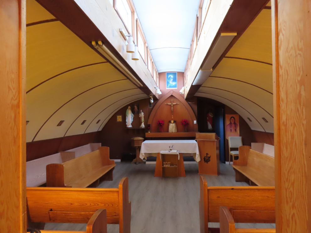 The quonset-hut Our Lady of the Way Catholic Church in Haines Junction, Yukon, in February