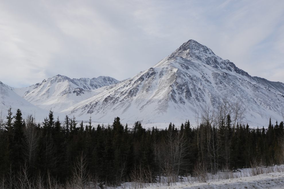 A dramatic peak along the Alaska Highway northwest of Haines Junction, Yukon