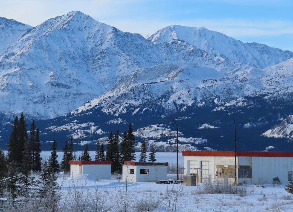 The abandoned Kluane Lake Lodge, on the shore of the lake at Km 1641 of the Alaska Highway.