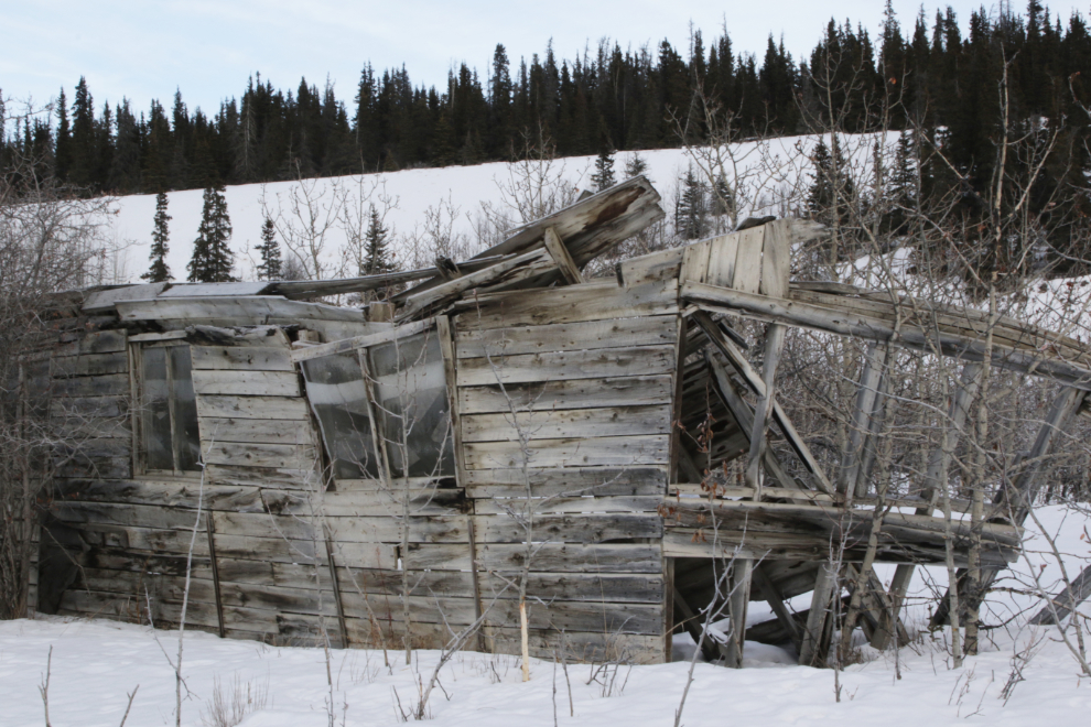 Ruins of a 1940s U.S. Army building at the ghost town  of Kluane (Silver City), Yukon, in February